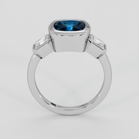 2.75 Ct. Greenish Blue Sapphire Ring, 14K White Gold 3