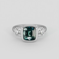 3.24 Ct. Bluish Green Sapphire Ring, 18K White Gold 1