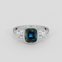 2.66 Ct. Bluish Green Sapphire Ring, 18K White Gold 1