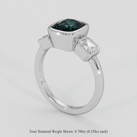2.66 Ct. Bluish Green Sapphire Ring, 18K White Gold 2