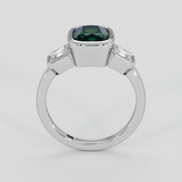 2.66 Ct. Bluish Green Sapphire Ring, 18K White Gold 3