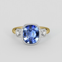 4.59 Ct. Blue Sapphire Ring, 14K White & Yellow 1
