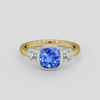3.03 Ct. Blue Sapphire Ring, 14K White & Yellow 1