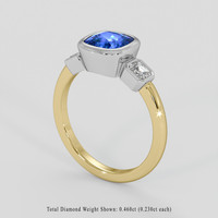 3.03 Ct. Blue Sapphire Ring, 14K White & Yellow 2