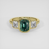 3.10 Ct. Bluish Green Sapphire Ring, 18K Yellow Gold 1