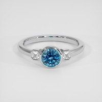 0.92 Ct. Greenish Blue Sapphire Ring, Platinum 950 1