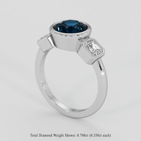 2.41 Ct. Greenish Blue Sapphire Ring, 10K White Gold 2