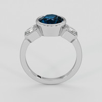 2.41 Ct. Greenish Blue Sapphire Ring, 10K White Gold 3