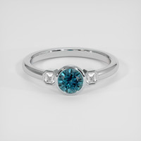 0.93 Ct. Greenish Blue Sapphire Ring, 14K White Gold 1