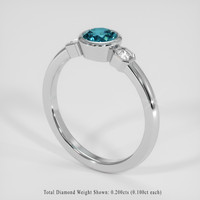 0.93 Ct. Greenish Blue Sapphire Ring, 18K White Gold 2