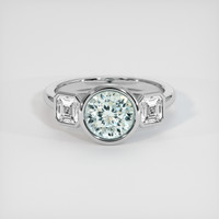 1.92 Ct. Greenish Blue Sapphire Ring, 18K White Gold 1