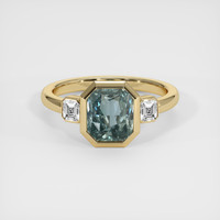 2.98 Ct. Bluish Green Sapphire Ring, 14K Yellow Gold 1