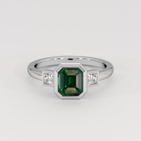 1.58 Ct. Green Sapphire Ring, 18K White Gold 1