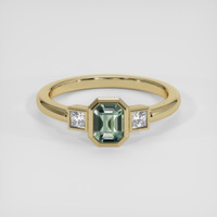 1.05 Ct. Bluish Green Sapphire Ring, 14K Yellow Gold 1