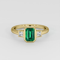0.87 Ct. Emerald Ring, 18K Yellow Gold 1