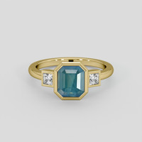 2.04 Ct. Greenish Blue Sapphire Ring, 18K Yellow Gold 1