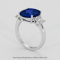 6.03 Ct. Blue Sapphire Ring, 14K White Gold 2