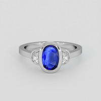 1.22 Ct. Blue Sapphire Ring, Platinum 950 1