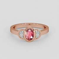0.73 Ct. Padparadscha Sapphire Ring, 18K Rose Gold 1
