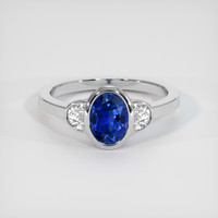 1.08 Ct. Blue Sapphire Ring, 14K White Gold 1