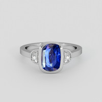 3.02 Ct. Blue Sapphire Ring, 18K White Gold 1