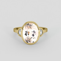4.01 Ct. Peach Morganite Ring, 10K Yellow Gold 1