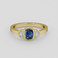 0.72 Ct. Greenish Blue Sapphire Ring, 14K Yellow Gold 1