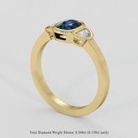 0.72 Ct. Greenish Blue Sapphire Ring, 14K Yellow Gold 2