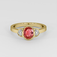 1.24 Ct. Padparadscha Sapphire Ring, 14K Yellow Gold 1