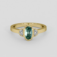 1.39 Ct. Bluish Green Sapphire Ring, 14K Yellow Gold 1