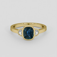 2.56 Ct. Greenish Blue Sapphire Ring, 18K Yellow Gold 1