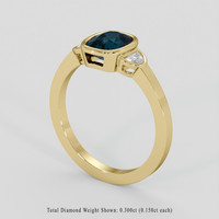 2.56 Ct. Greenish Blue Sapphire Ring, 18K Yellow Gold 2