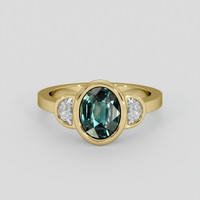 1.61 Ct. Bluish Green Sapphire Ring, 18K Yellow Gold 1