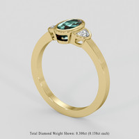 1.39 Ct. Bluish Green Sapphire Ring, 18K Yellow Gold 2