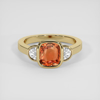 1.62 Ct. Padparadscha Sapphire Ring, 18K Yellow Gold 1