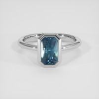 2.01 Ct. Greenish Blue Sapphire Ring, Platinum 950 1