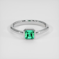 0.62 Ct. Emerald Ring, 18K White Gold 1