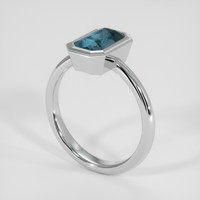 2.01 Ct. Greenish Blue Sapphire Ring, 18K White Gold 2