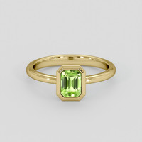 1.08 Ct. Green (Lime Green) Peridot Ring, 14K Yellow Gold 1