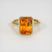 6.28 Ct. Orange Sapphire Ring, 14K Yellow Gold 1