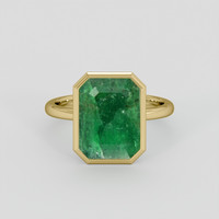 4.02 Ct. Emerald Ring, 18K Yellow Gold 1
