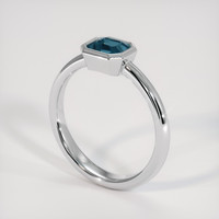 0.83 Ct. Greenish Blue Sapphire Ring, 14K White Gold 2