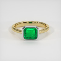 1.12 Ct. Emerald Ring, 18K White & Yellow 1