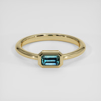 0.35 Ct. Bluish Green Sapphire Ring, 14K Yellow Gold 1