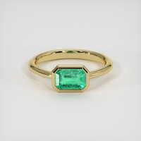 0.89 Ct. Emerald Ring, 18K Yellow Gold 1