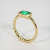 0.89 Ct. Emerald Ring, 18K Yellow Gold 2