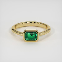 0.95 Ct. Emerald Ring, 18K Yellow Gold 1