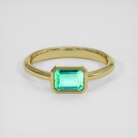 0.87 Ct. Emerald Ring, 18K Yellow Gold 1
