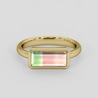 1.12 Ct. Watermelon Tourmaline Ring, 18K Yellow Gold 1