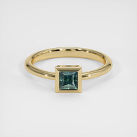 0.67 Ct. Bluish Green Sapphire Ring, 18K Yellow Gold 1